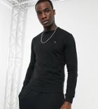 Farah Tim Tall Organic Crew Neck Sweatshirt In Black