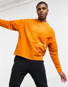 Asos Unrvlld Spply Oversized Sweatshirt In Wash With Wraparound Print-brown