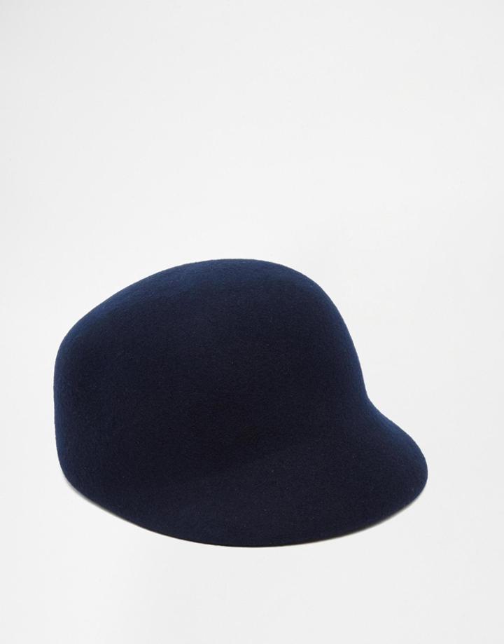 Asos Felt Cap In Navy - Navy
