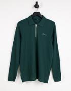 Jack & Jones Premium Zip Polo With Long Sleeves In Green