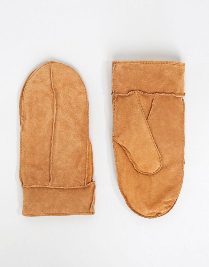 Vila Real Leather Mittens - Brown