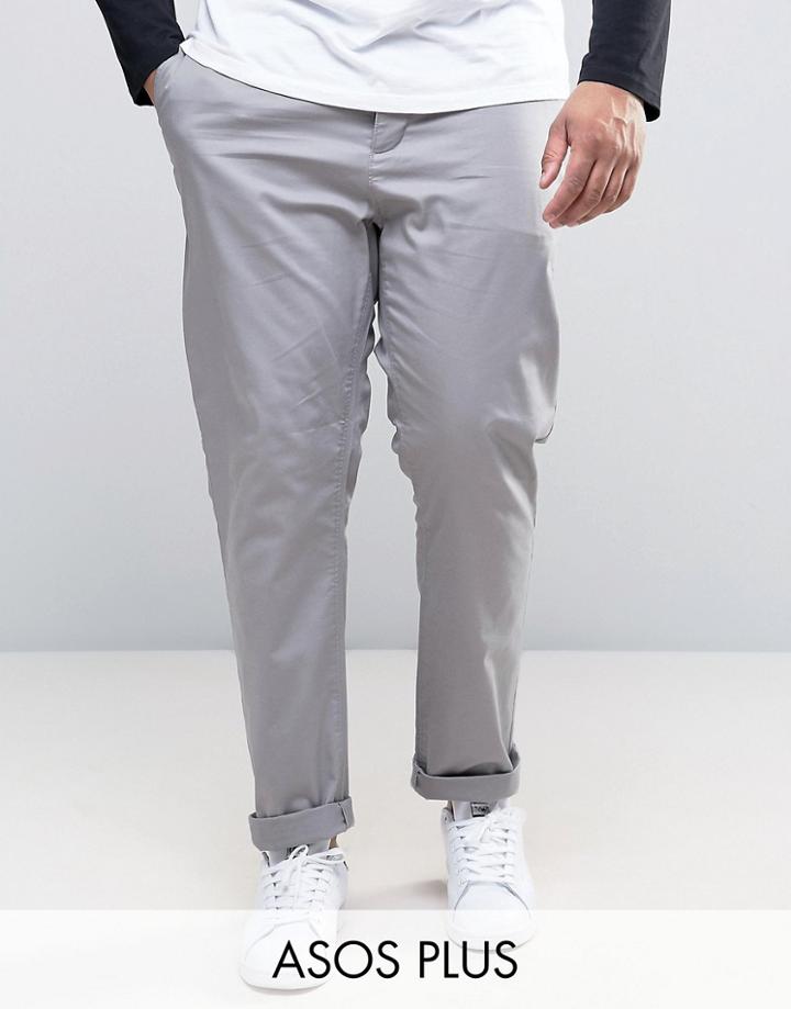 Asos Plus Slim Chinos In Warm Gray - Gray