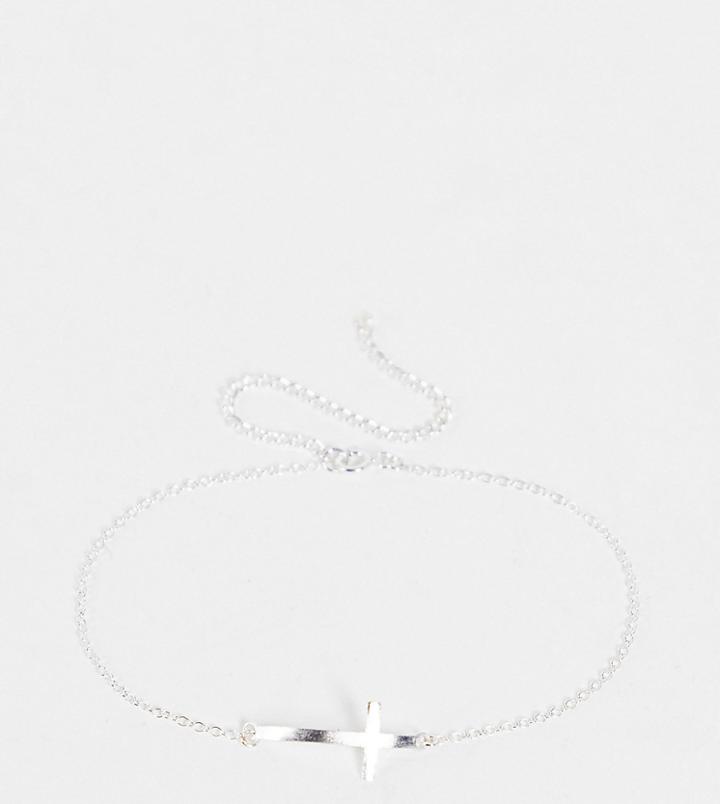 Kingsley Ryan Minimal Cross Bracelet In Sterling Silver