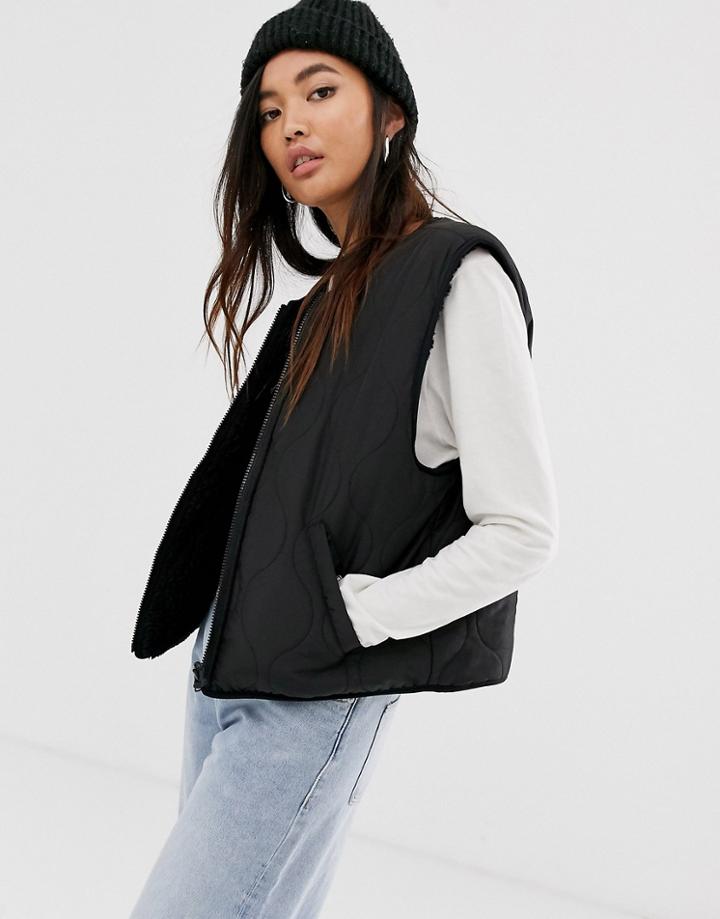 Weekday Reversible Sleeveless Jacket In Black