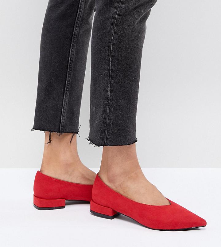 Lost Ink Red High Vamp Flat Shoes - Red