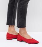 Lost Ink Red High Vamp Flat Shoes - Red