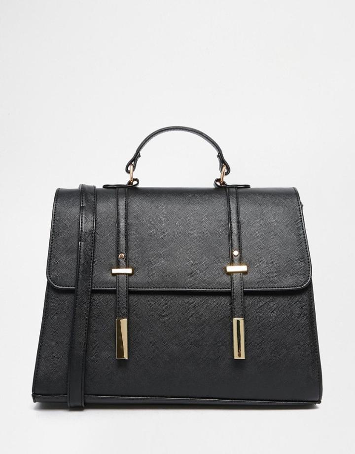 Asos Tab Front Satchel Bag - Black