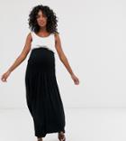 Asos Design Maternity Shirred Waist Maxi Skirt-black