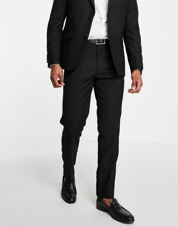 Harry Brown Slim Fit Satin Stripe Formal Pants-black