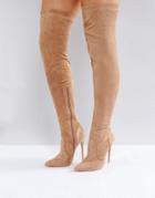 Public Desire Sonar Nude Over The Knee Boots - Beige