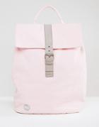 Mi-pac Day Pack Canvas Fold Top Backpack In Pale Pink - Pink