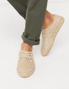 Asos Design Derby Espadrilles In Stone Basket Weave-neutral