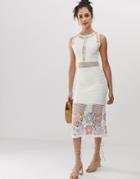 Asos Design Premium Hand Crochet Midi Dress-cream