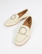 Asos Design Magnet Leather Ring Detail Loafers - Cream