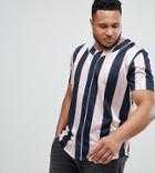 Asos Design Plus Relaxed Baseball T-shirt With Vertical Stripe In Poly - Multi