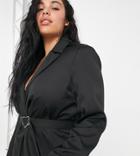 Heartbreak Plus Tie Waist With Buckle Blazer In Black