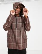 Devils Advocate Half Zip Shower Resistant Checked Jacket-red