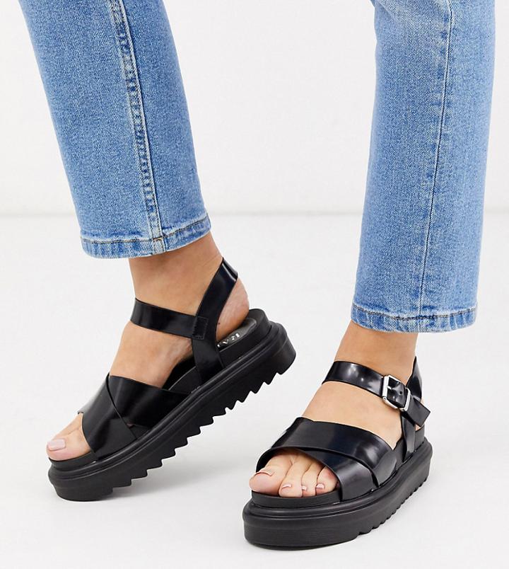 Raid Wide Fit Carmen Flatform Sandals In Black