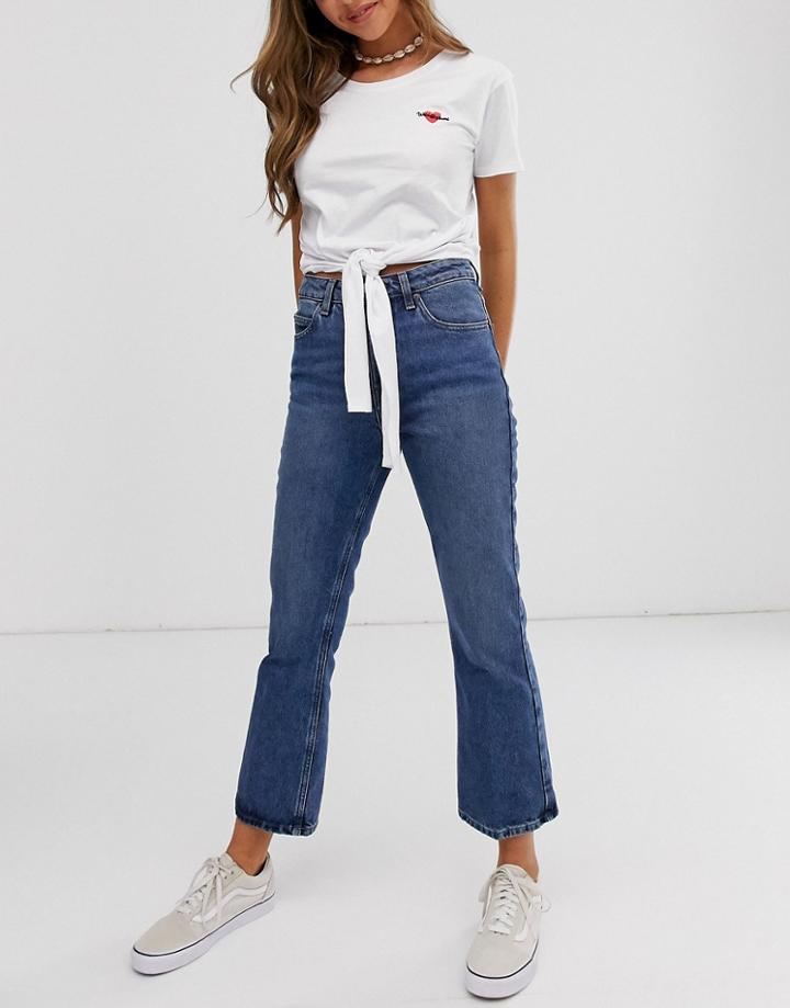 Brave Soul Tie Front T-shirt With Wild At Heart Embroidery-white
