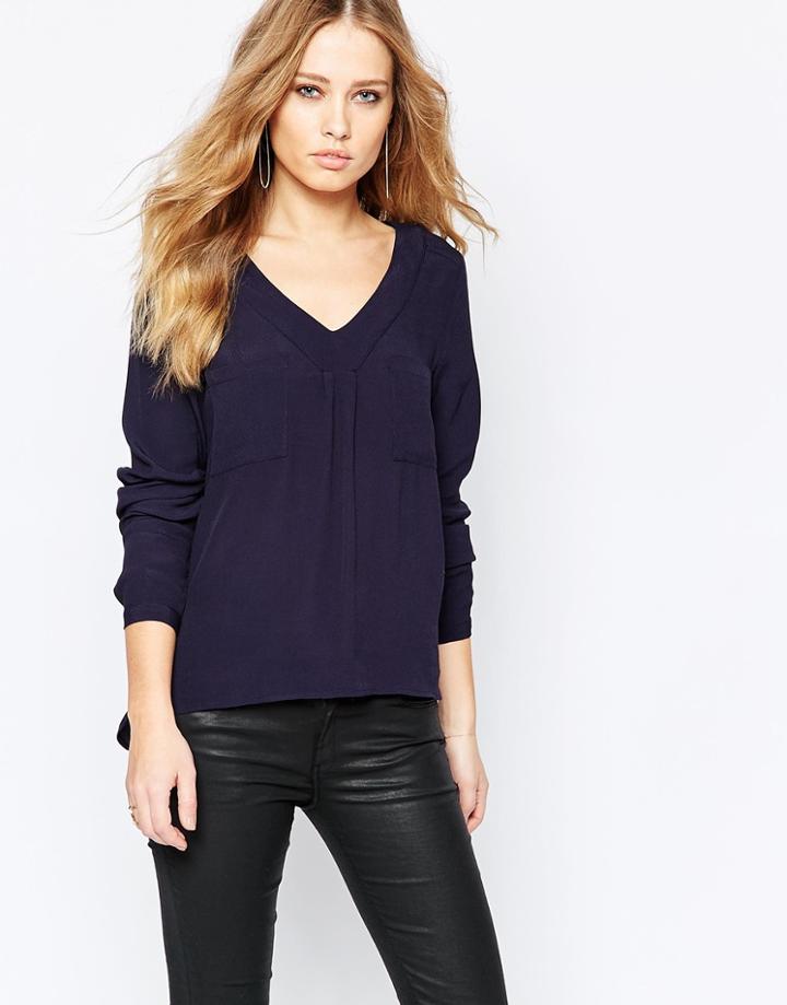 Y.a.s Fan Blouse - Navy