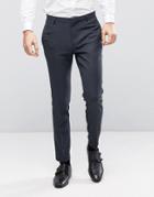 Asos Wedding Skinny Suit Pant In Navy Micro Texture - Navy