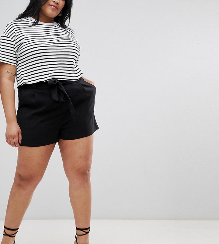New Look Curve Tie Shorts - Black
