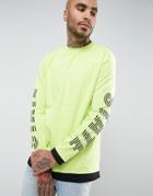 Asos Super Longline T-shirt With State Stripe Print And Extenders - Green
