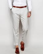 Feraud Premium 55% Linen Suit Pants In Pale Steel Gray - Gray
