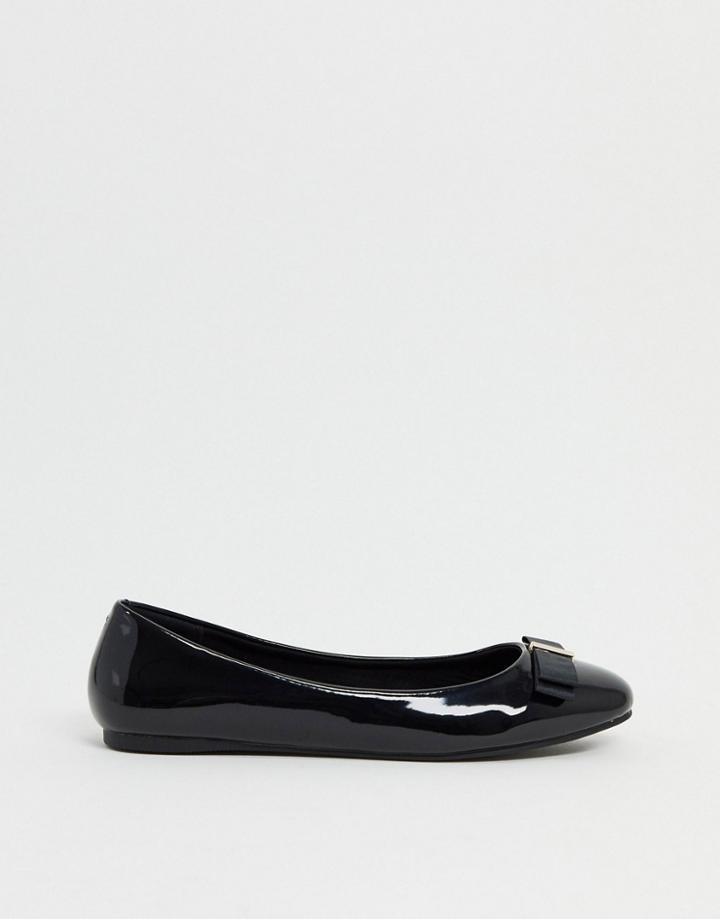 Asos Design Luna Bow Ballet Flats In Black Patent
