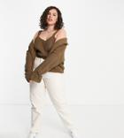 Asos Design Matching Knit Cami With Sweetheart Neck In Taupe-neutral