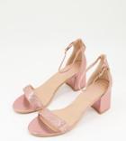 Simply Be Wide Fit Roxie Block Heel Sandals In Rose Gold