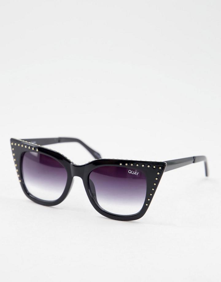 Quay Cat Eye Sunglasses In Faded Black
