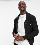 Le Breve Tall Heavy Ribbed Cardigan In Black