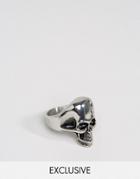 Reclaimed Vintage Skull Ring In Silver - Silver