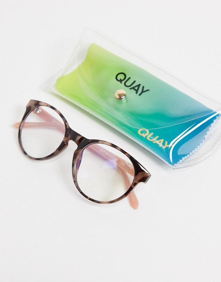 Quay Out Of Sight Womens Round Blue Light Glasses In Clear