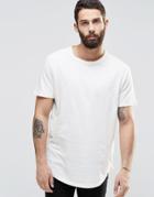 Only & Sons Longline T-shirt With Wide Neck - Blanc