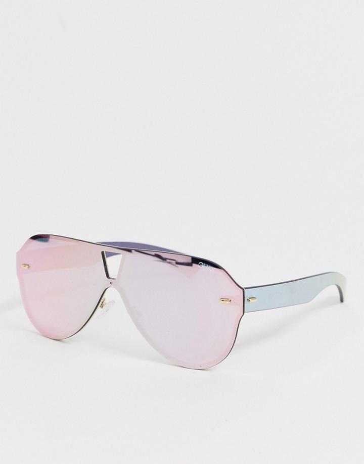 Quay Australia Stay Afloat Aviator Sunglasses In Pink