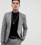 Heart & Dagger Skinny Fit Suit Jacket In Gray Linen Mix
