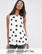 Asos Maternity Tall Sleeveless Swing Top In Polka Dot - Multi