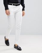 Asos Design Super Skinny Smart Pants In White Cotton Sateen - White