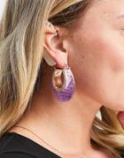 Asos Design Hoop Earrings In Purple Textured Resin