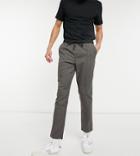 Asos Design Tall Slim Pants In Gray With Elasticated Waist-grey
