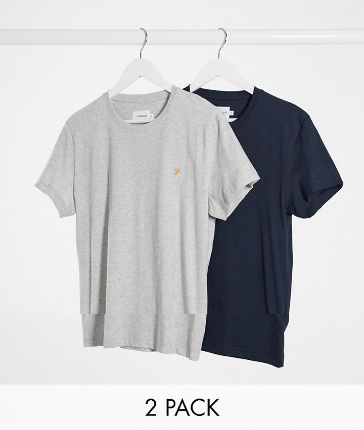 Farah Farris Twin Pack T-shirts In Gray And Navy-grey