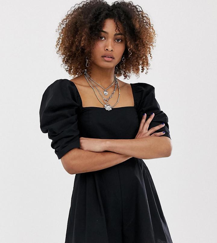 Collusion Volume Shoulder Romper-black