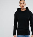 D-struct Tall Knitted Chenille Hooded Sweater - Black