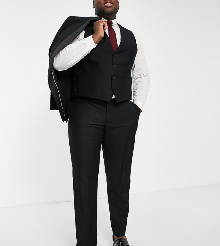French Connection Plus Wedding Slim Fit Tuxedo Suit Pants-black