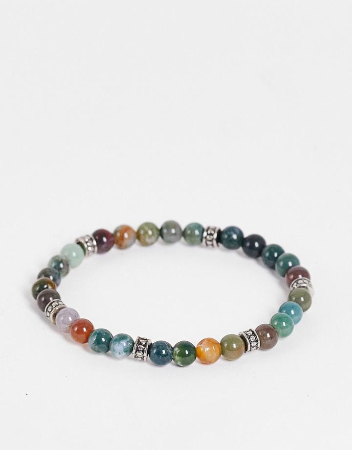 Asos Design Festival Beaded Bracelet With Metal Beads In Multi Color