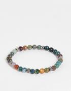 Asos Design Festival Beaded Bracelet With Metal Beads In Multi Color