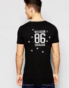 Asos Longline T-shirt With Number And Foil Print In Black - Black