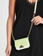 Asos Design Mini Crossbody Bag With Pyramid Stud In Green Velvet